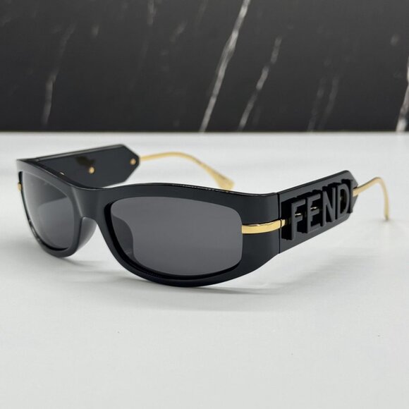 NEW FE40120I 01A FENDI SUNGLASSES SHINY BLACK WOMEN EYEWEAR FENDI